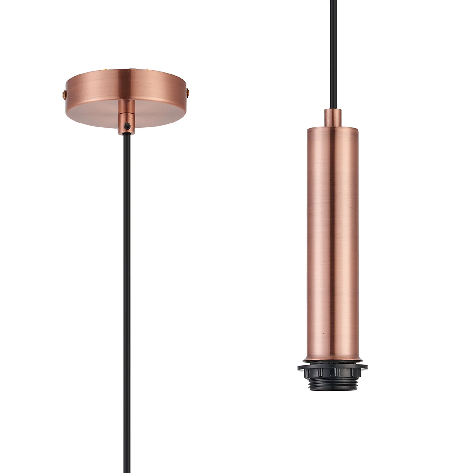 D0890AC  Wick 1.5m 1 Light Pendant, 1 x E27, Antique Copper